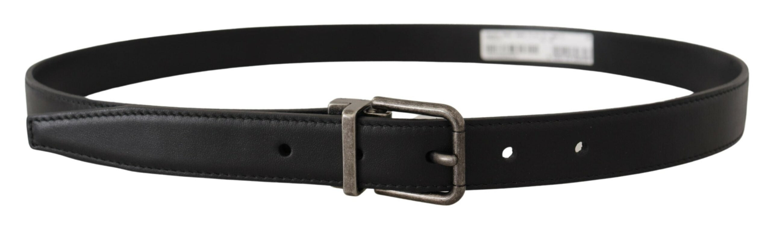Curea elegantă din piele neagră Dolce & Gabbana cu cataramă metalică