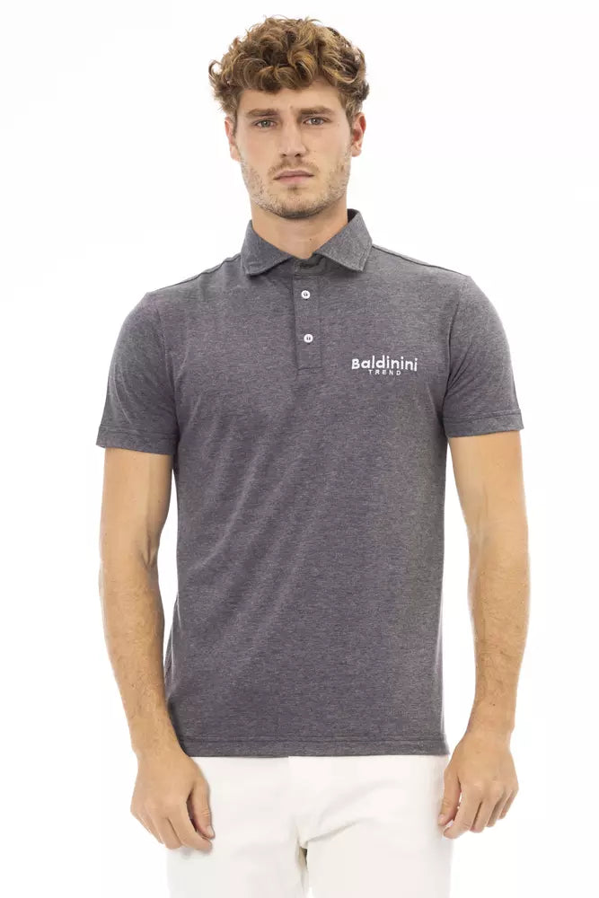 Tricou polo Baldinini Trend gri din bumbac pentru bărbați