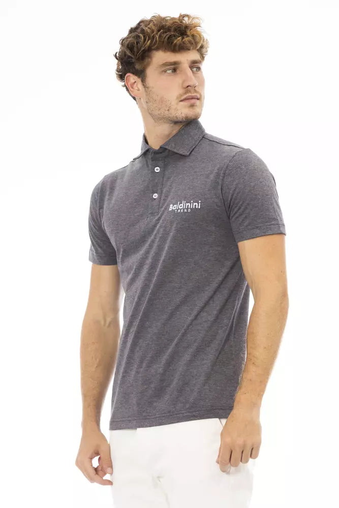 Tricou polo Baldinini Trend gri din bumbac pentru bărbați