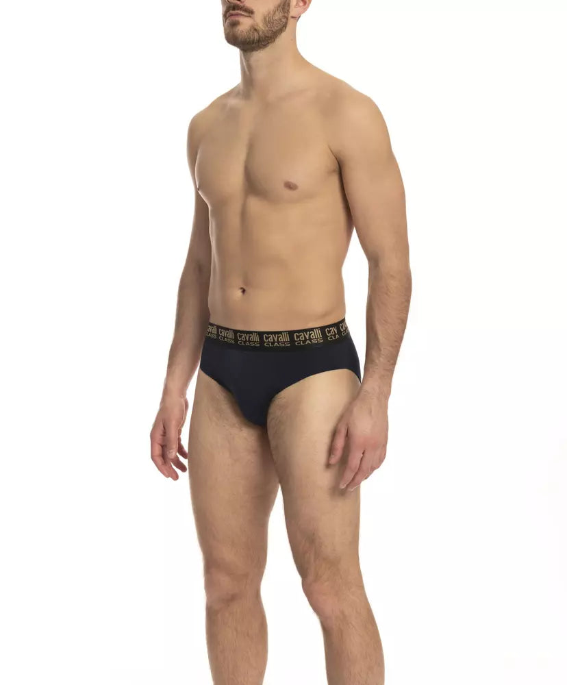 Cavalli Class Herren-Slip aus blauer Baumwolle