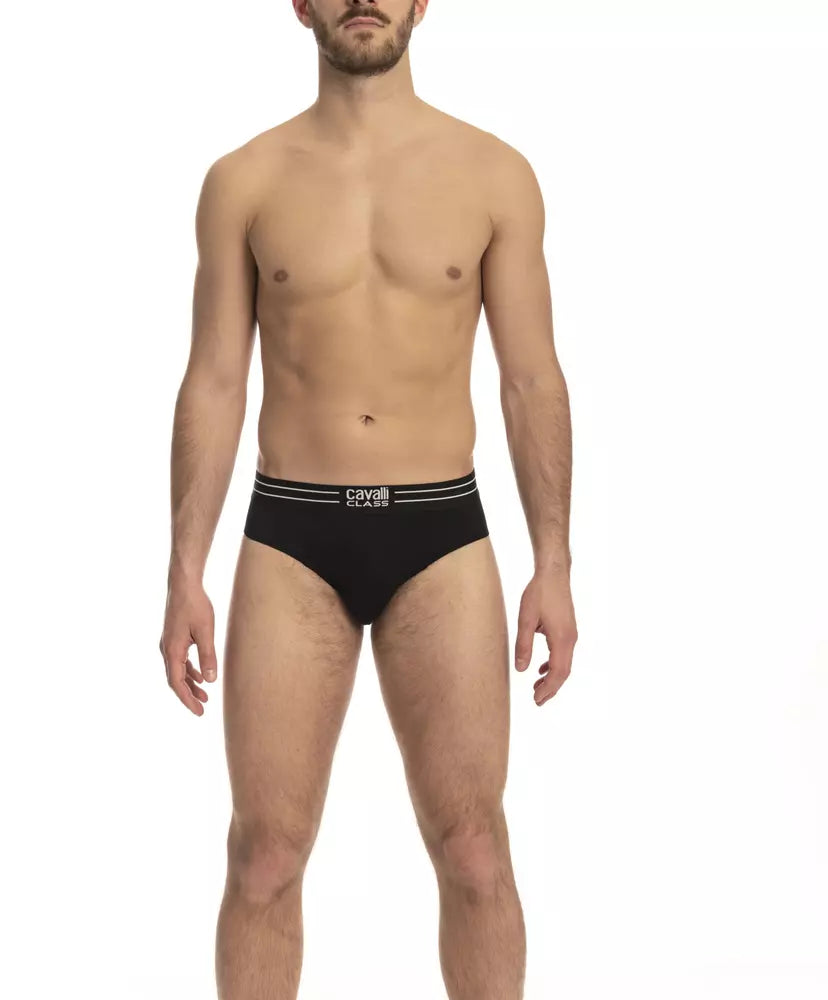 Cavalli Class Herrenunterwäsche-Triple-Pack aus schwarzer Baumwolle