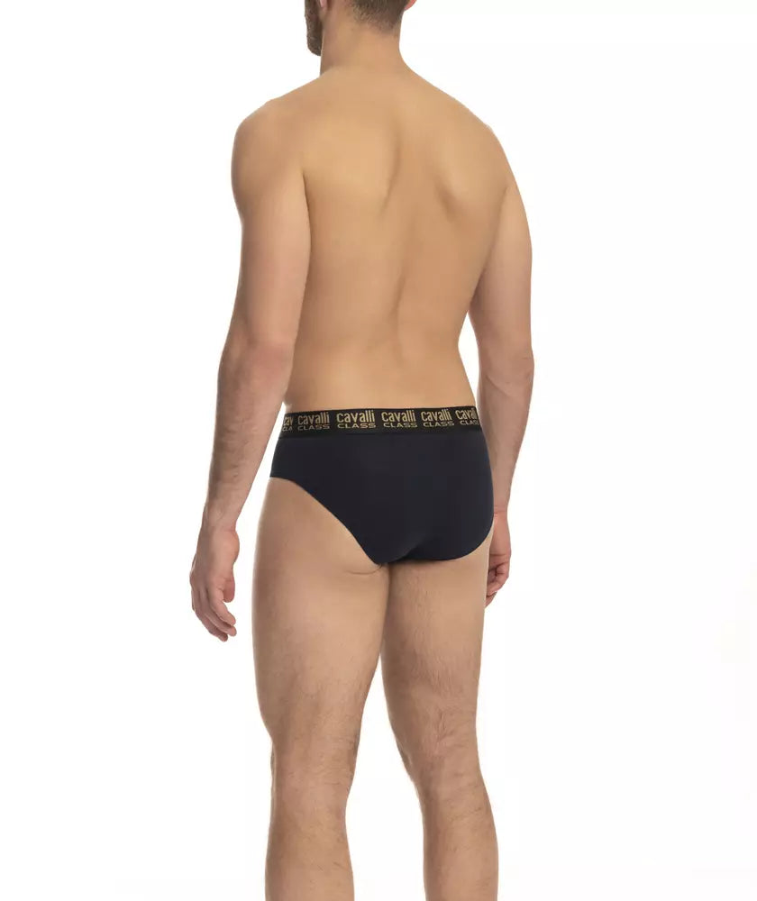 Cavalli Class Herren-Slip aus blauer Baumwolle