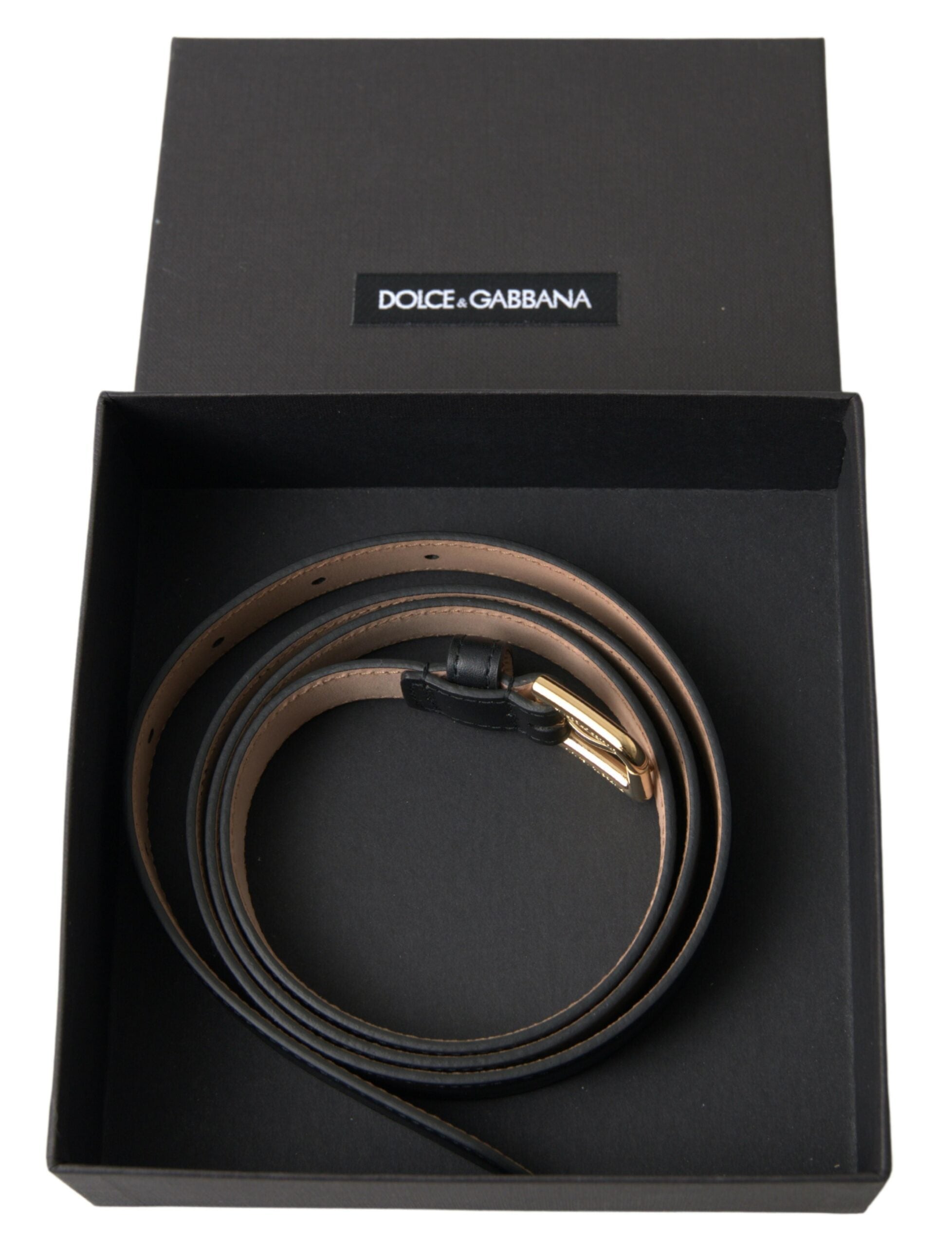 Curea elegantă din piele italiană Dolce & Gabbana cu cataramă metalică