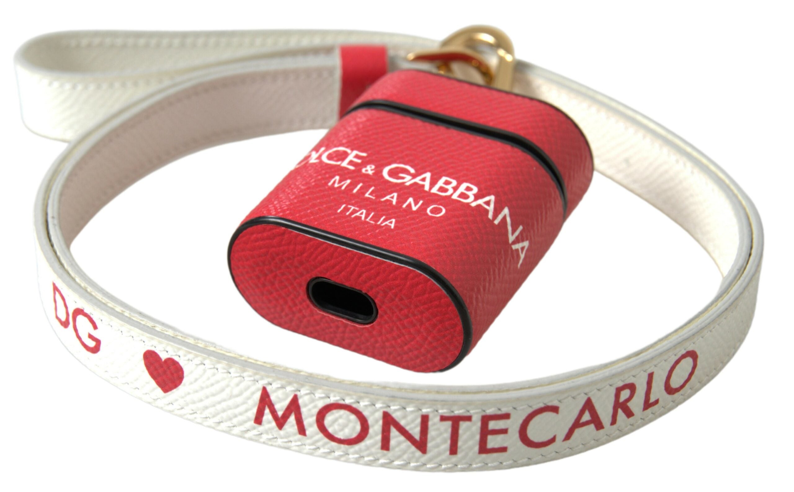 Dolce & Gabbana – Elegantes Airpods-Etui aus rotem Kalbsleder