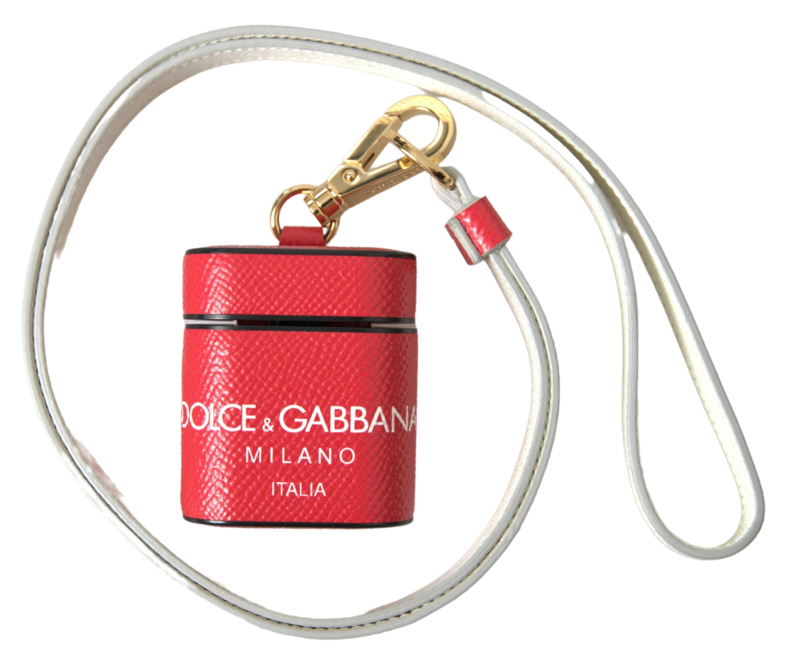 Dolce & Gabbana – Elegantes Airpods-Etui aus rotem Kalbsleder
