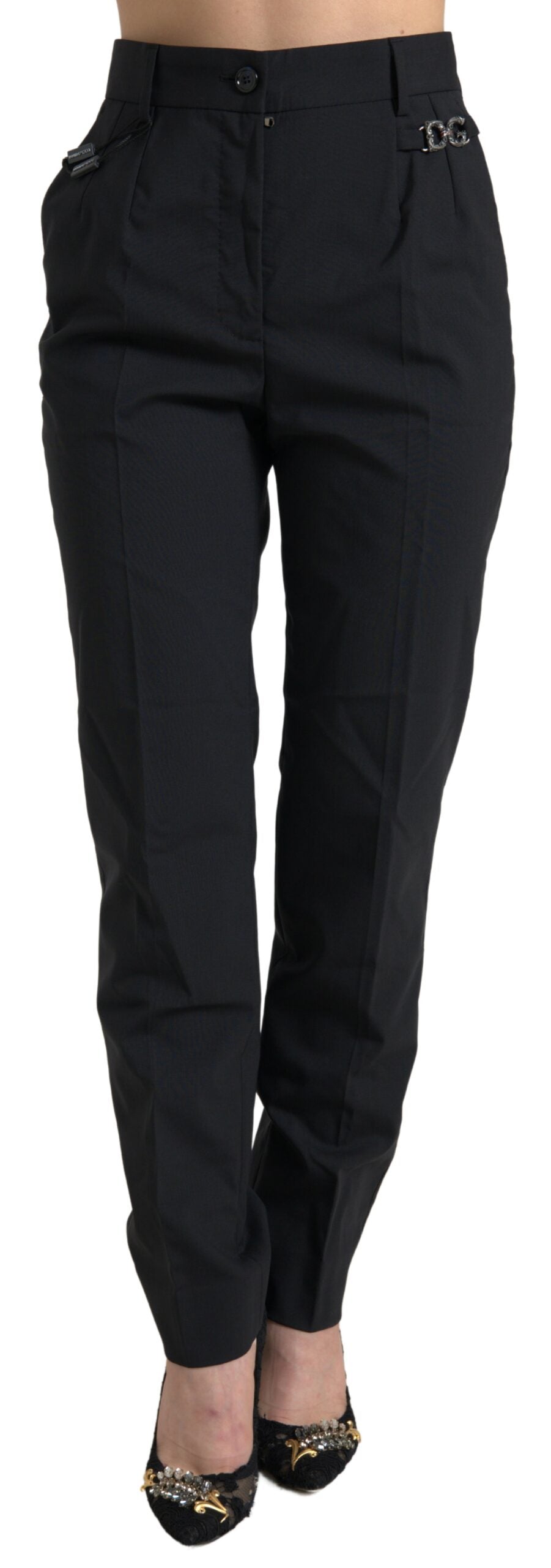 Dolce & Gabbana Pantaloni eleganți conici din lână cu talie înaltă
