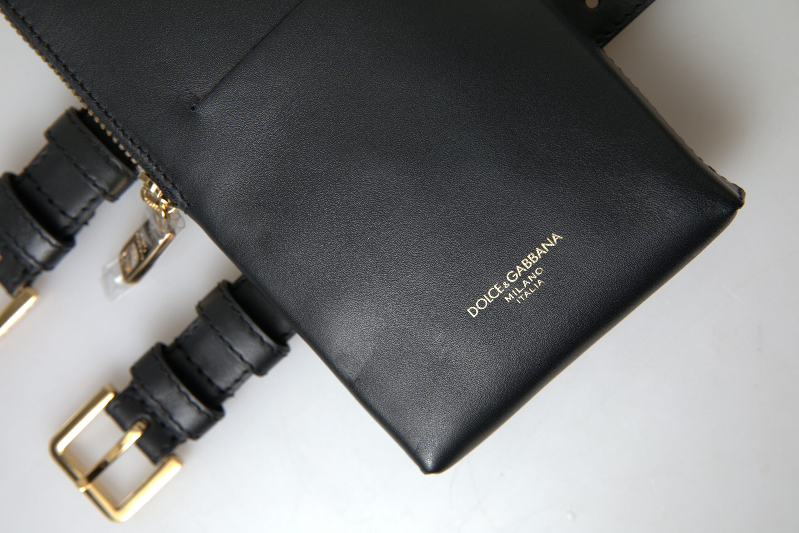 Dolce & Gabbana Elegante Clutch aus Leder mit Handgelenksverschluss