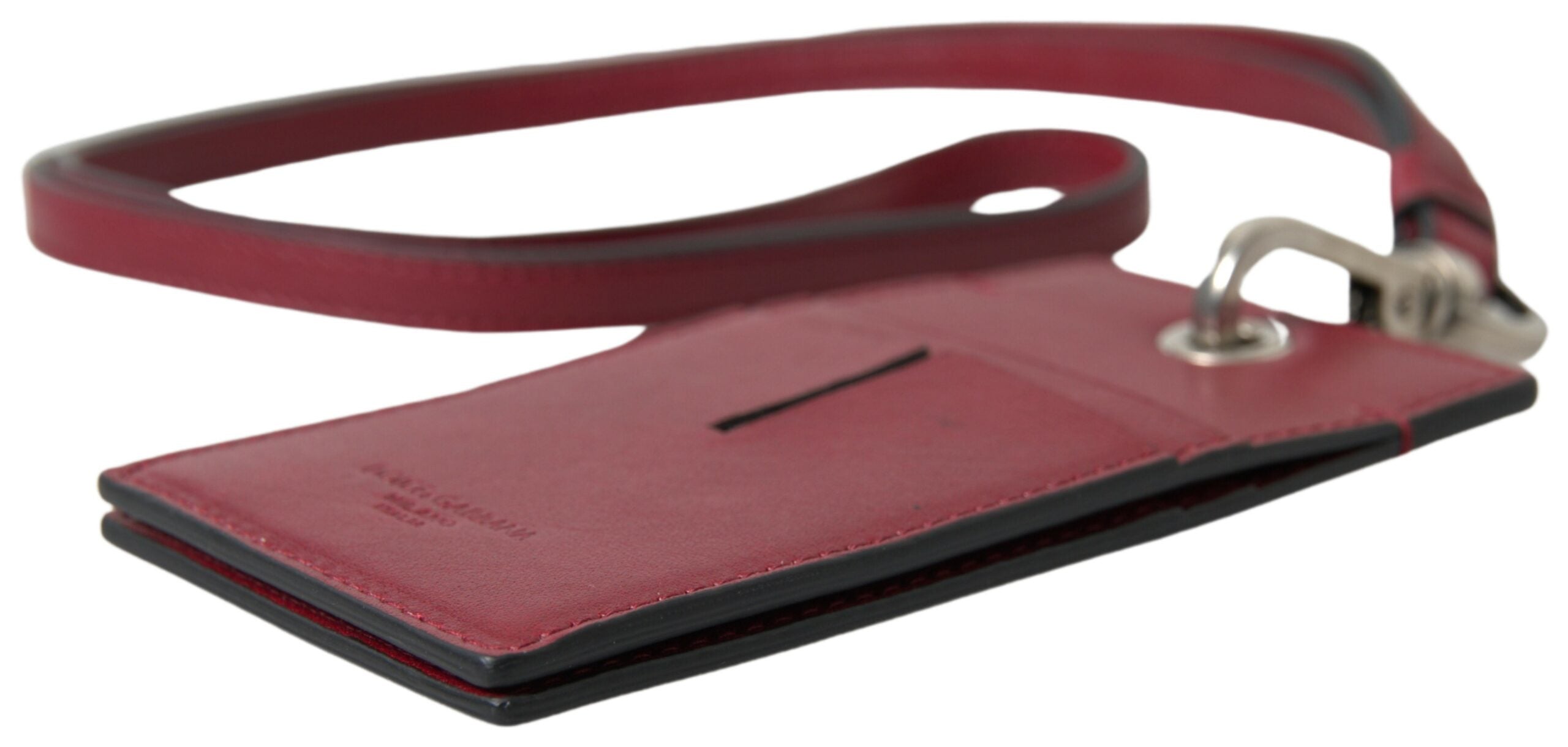Dolce & Gabbana Elegantes Kartenetui aus rotem Leder mit Schlüsselband