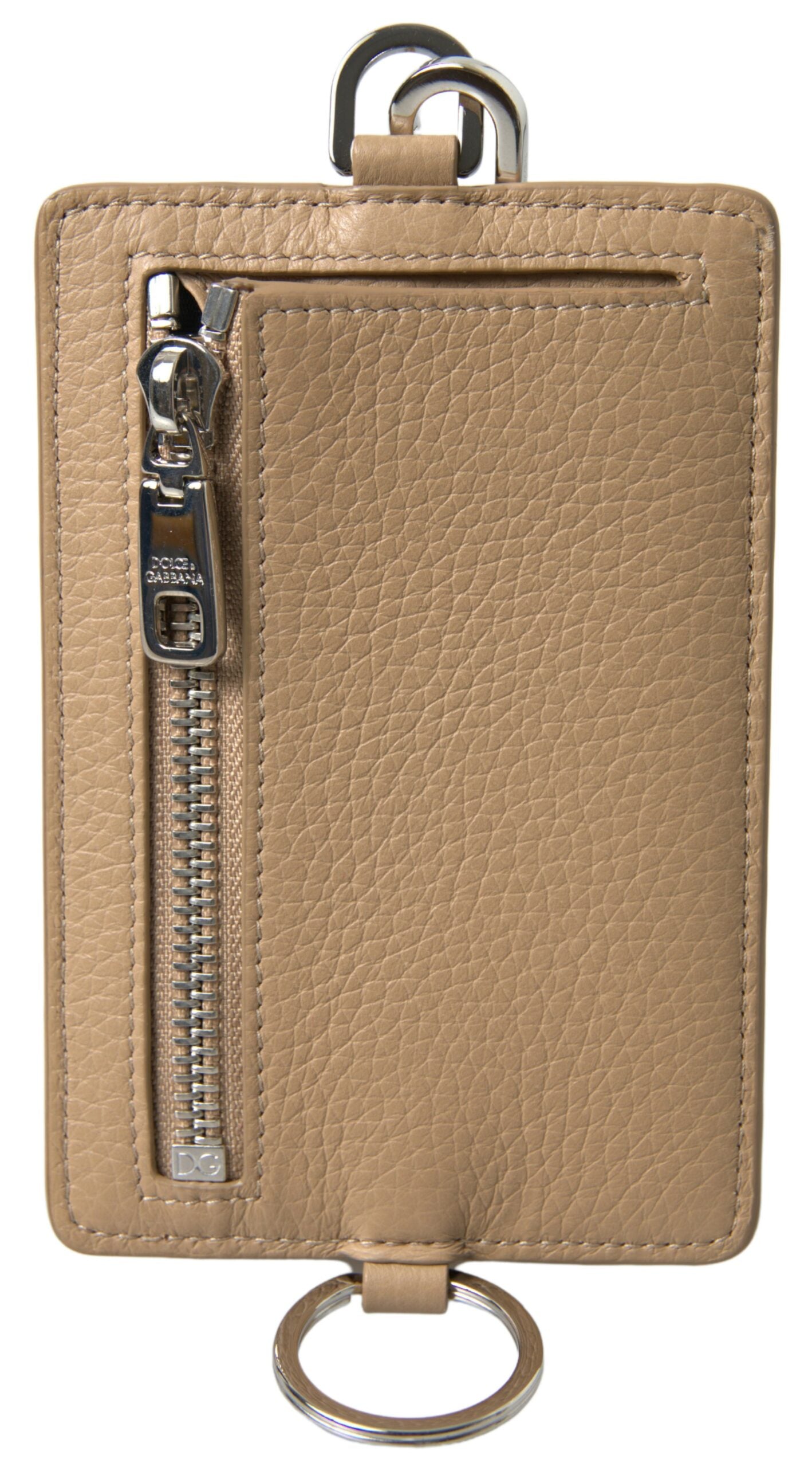 Dolce & Gabbana Elegantes Kartenetui aus beigefarbenem Leder