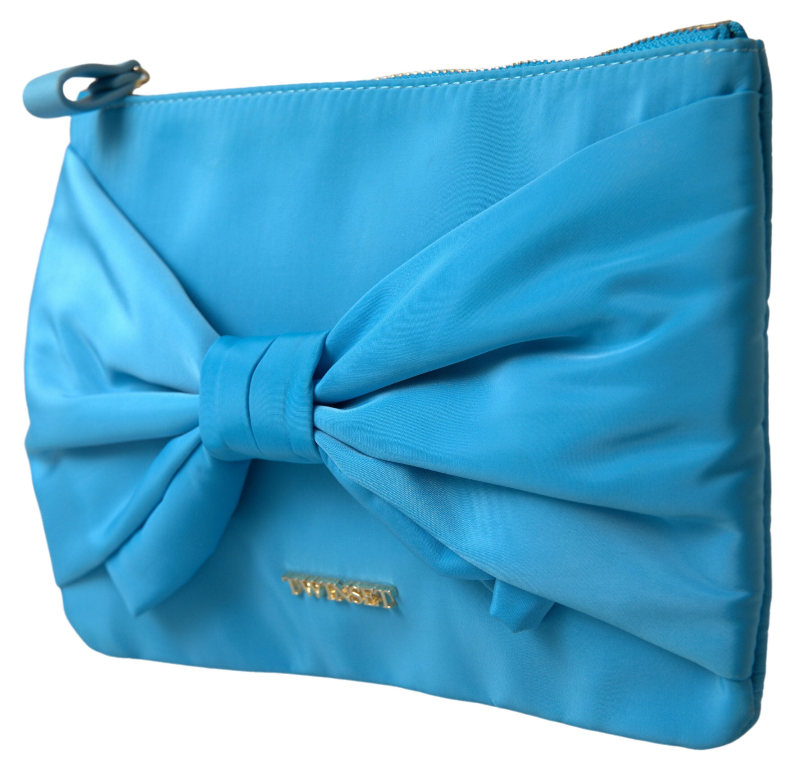 Clutch elegant din mătase Twinset cu accent de fundă