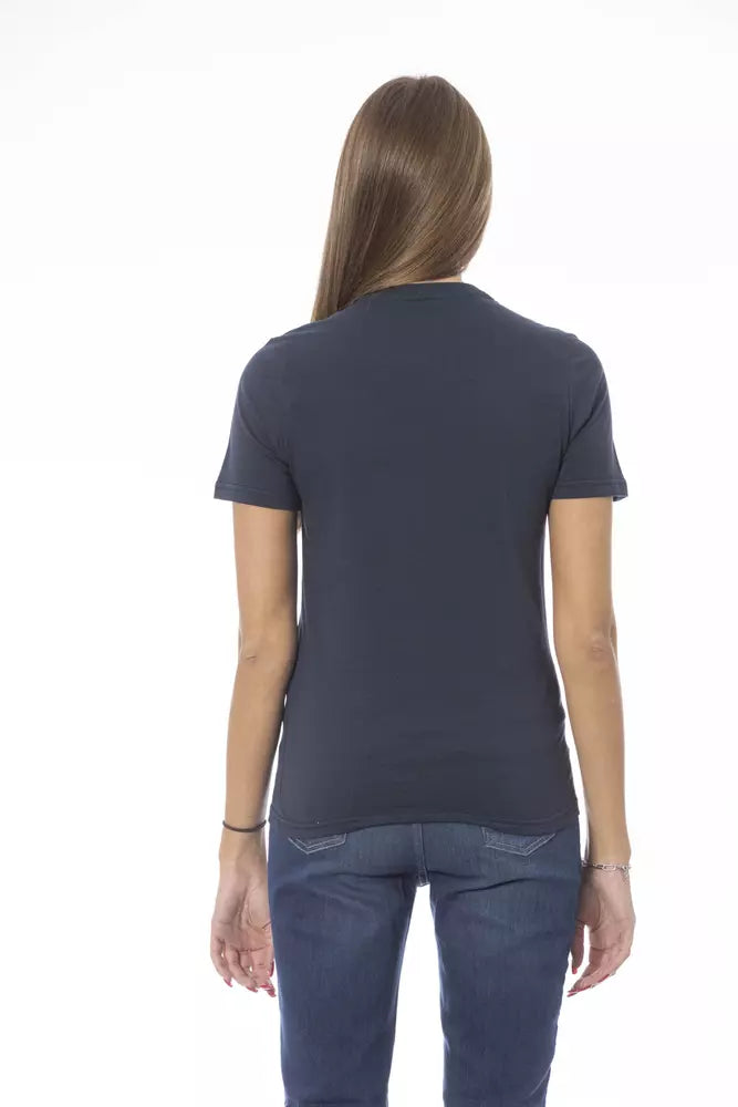 Tricou Baldinini Trend albastru din bumbac pentru femei