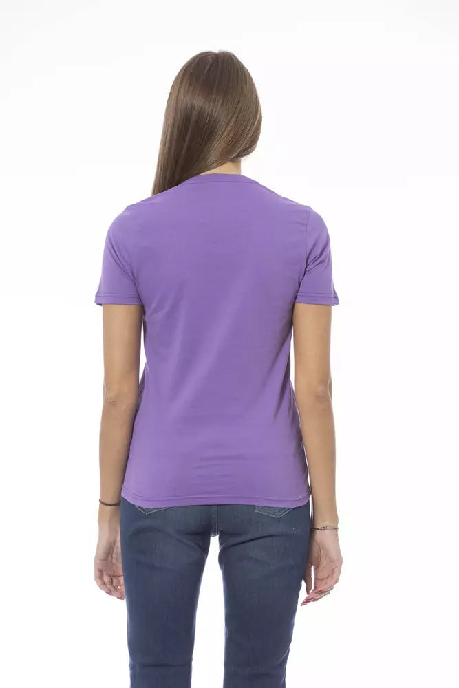 Tricou Baldinini Trend violet din bumbac pentru femei