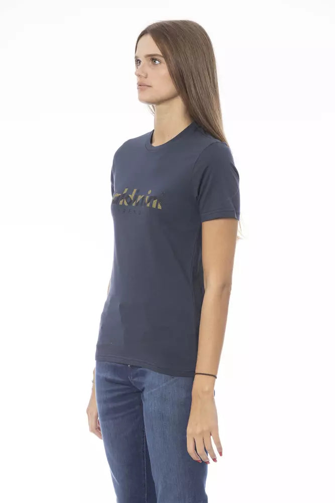 Tricou Baldinini Trend albastru din bumbac pentru femei