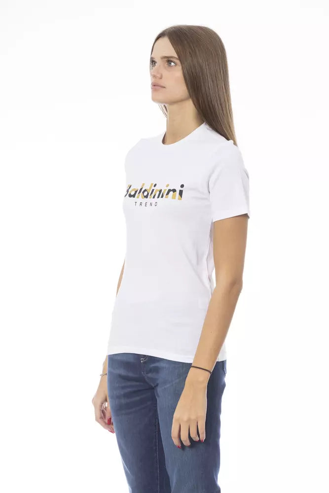 Tricou Baldinini Trend alb din bumbac pentru femei
