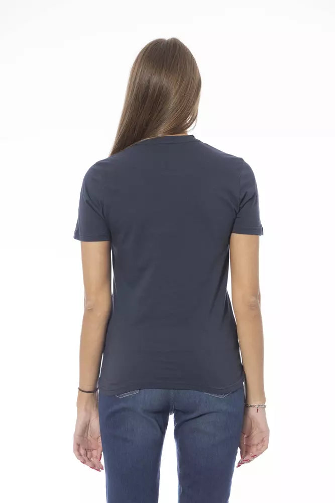 Tricou Baldinini Trend albastru din bumbac pentru femei