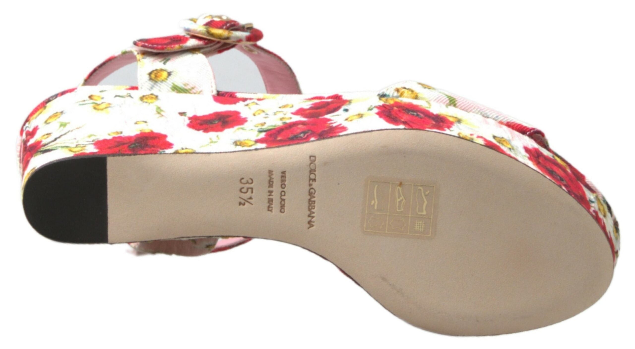 Sandale cu platformă și barete florale Dolce & Gabbana