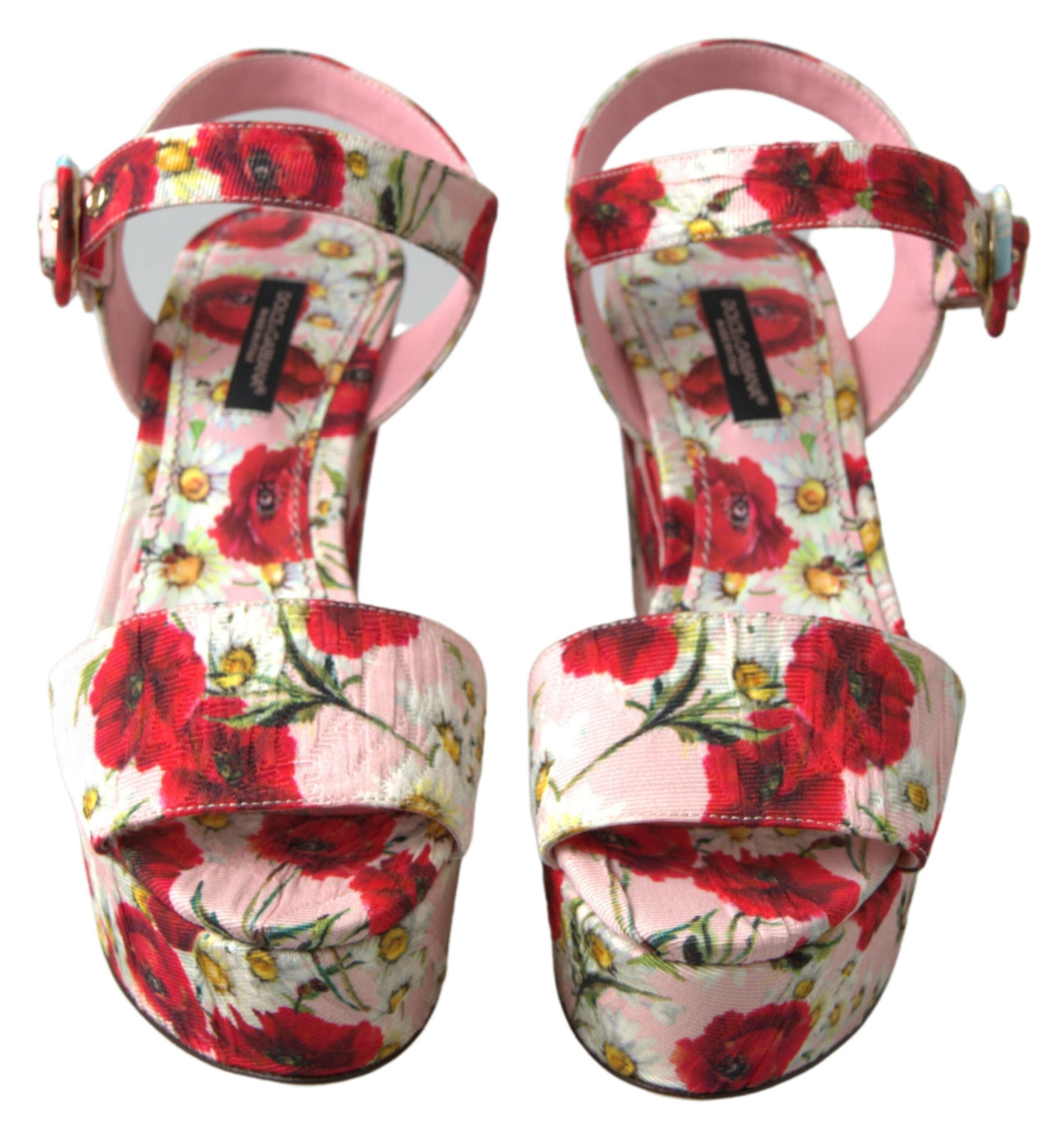 Sandale cu platformă și barete florale Dolce & Gabbana