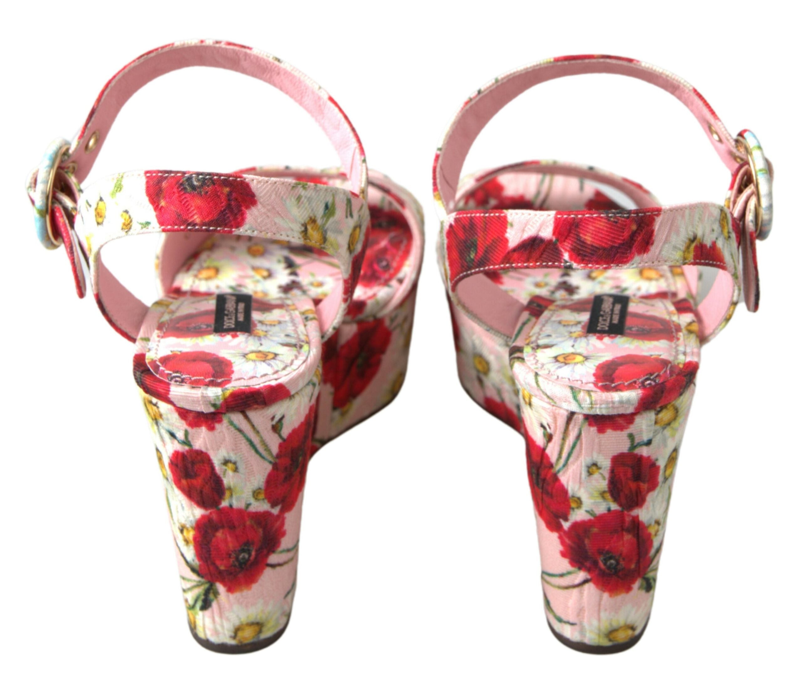 Sandale cu platformă și barete florale Dolce & Gabbana