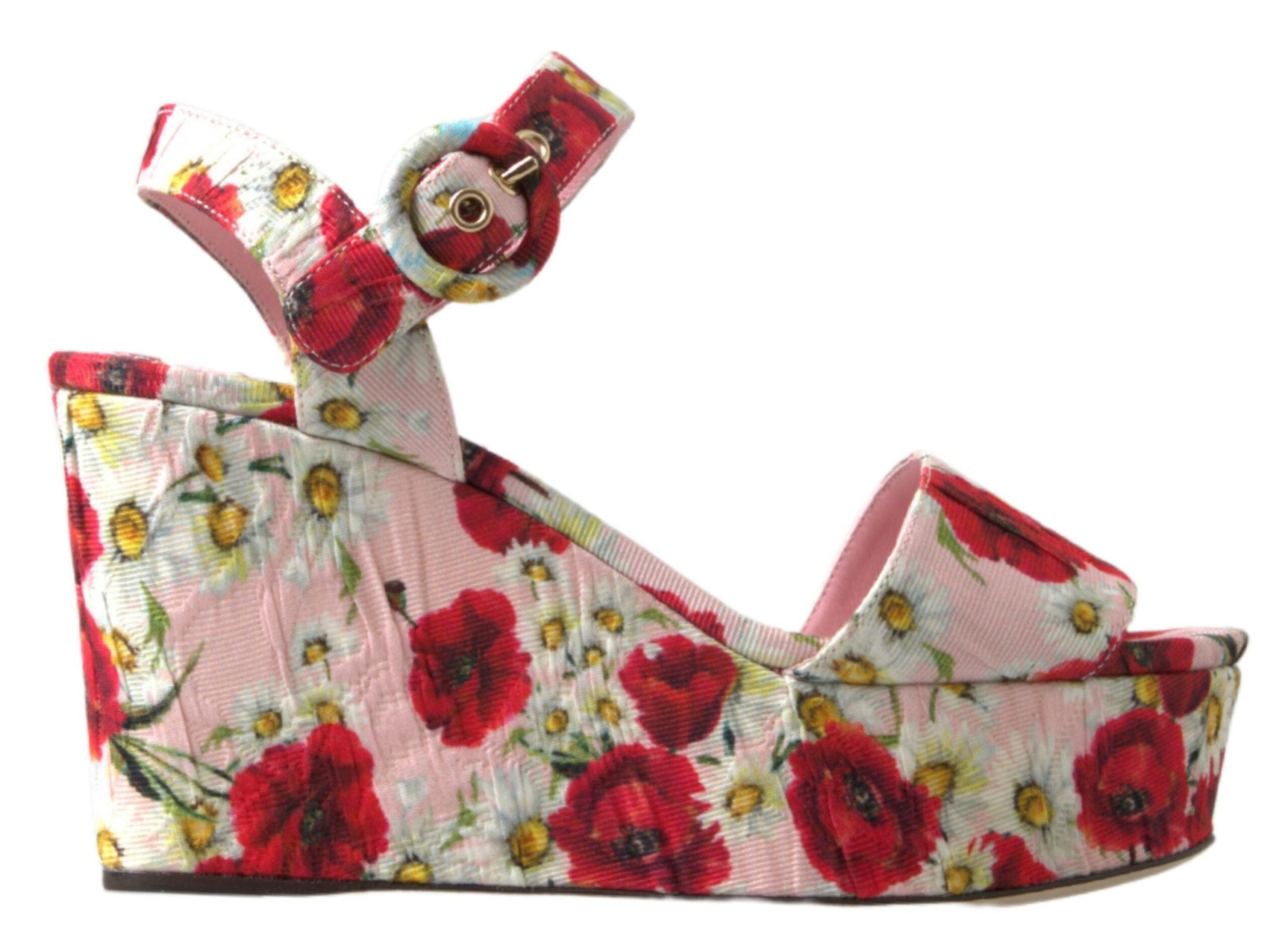 Sandale cu platformă și barete florale Dolce & Gabbana