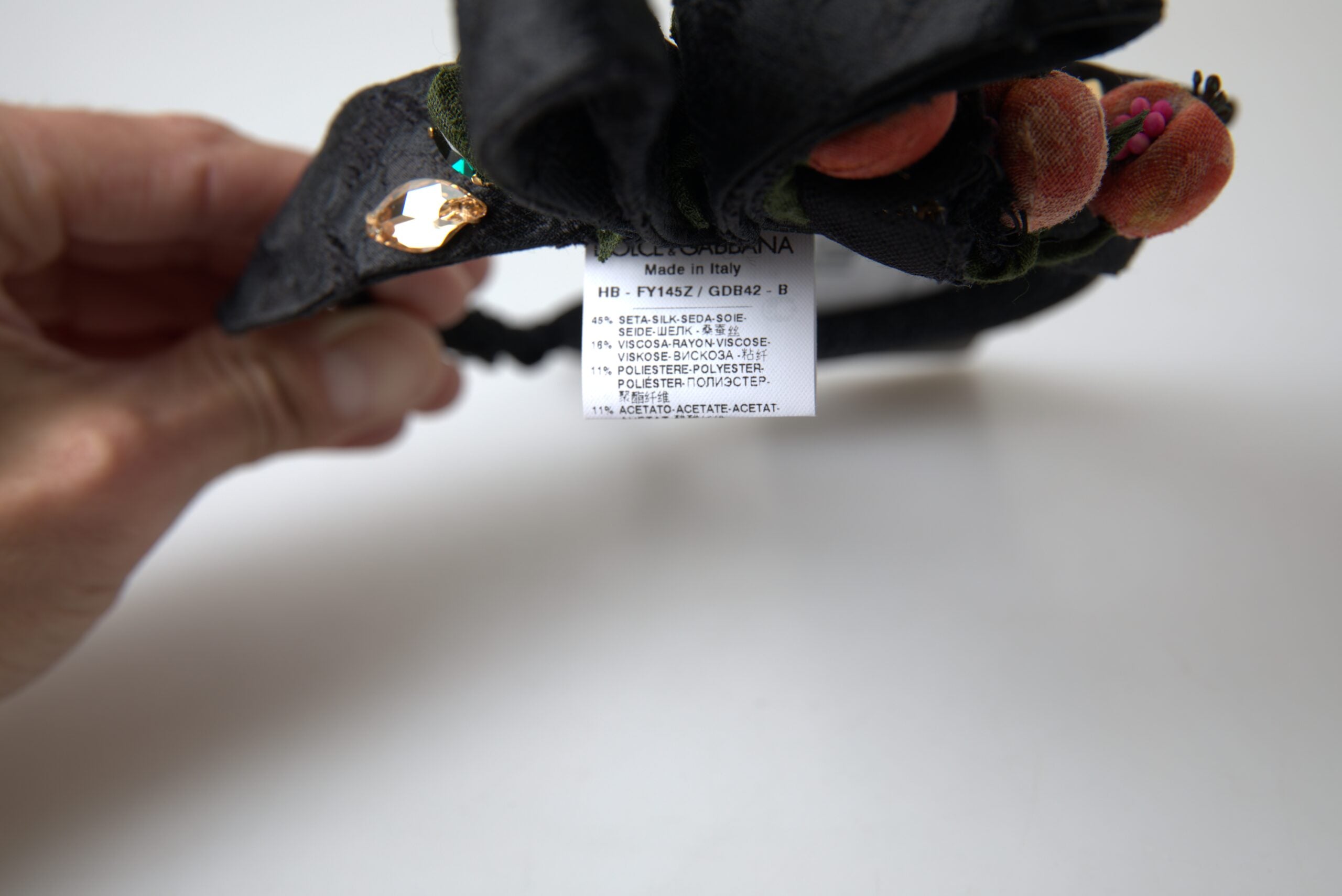 Bentiță Dolce & Gabbana exclusivă cu diademă de cristale multicolore