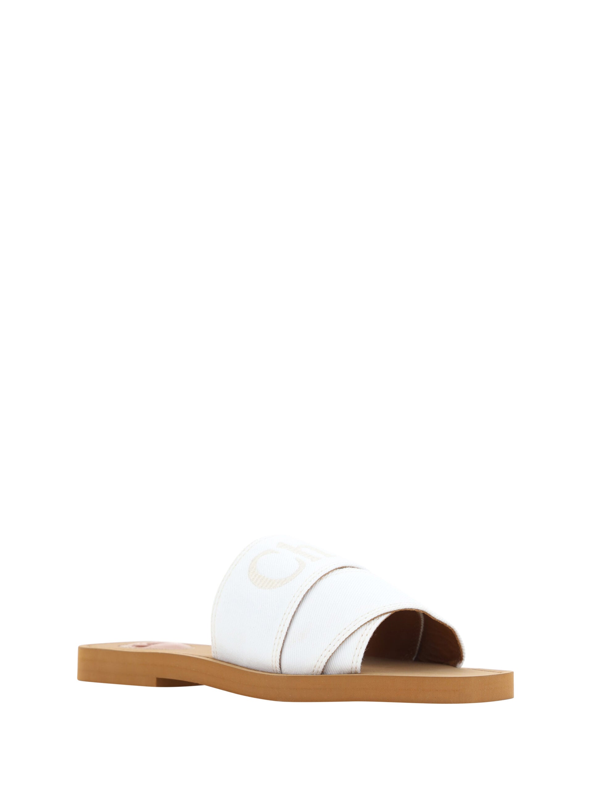 Sandale elegante Chloé din bumbac alb