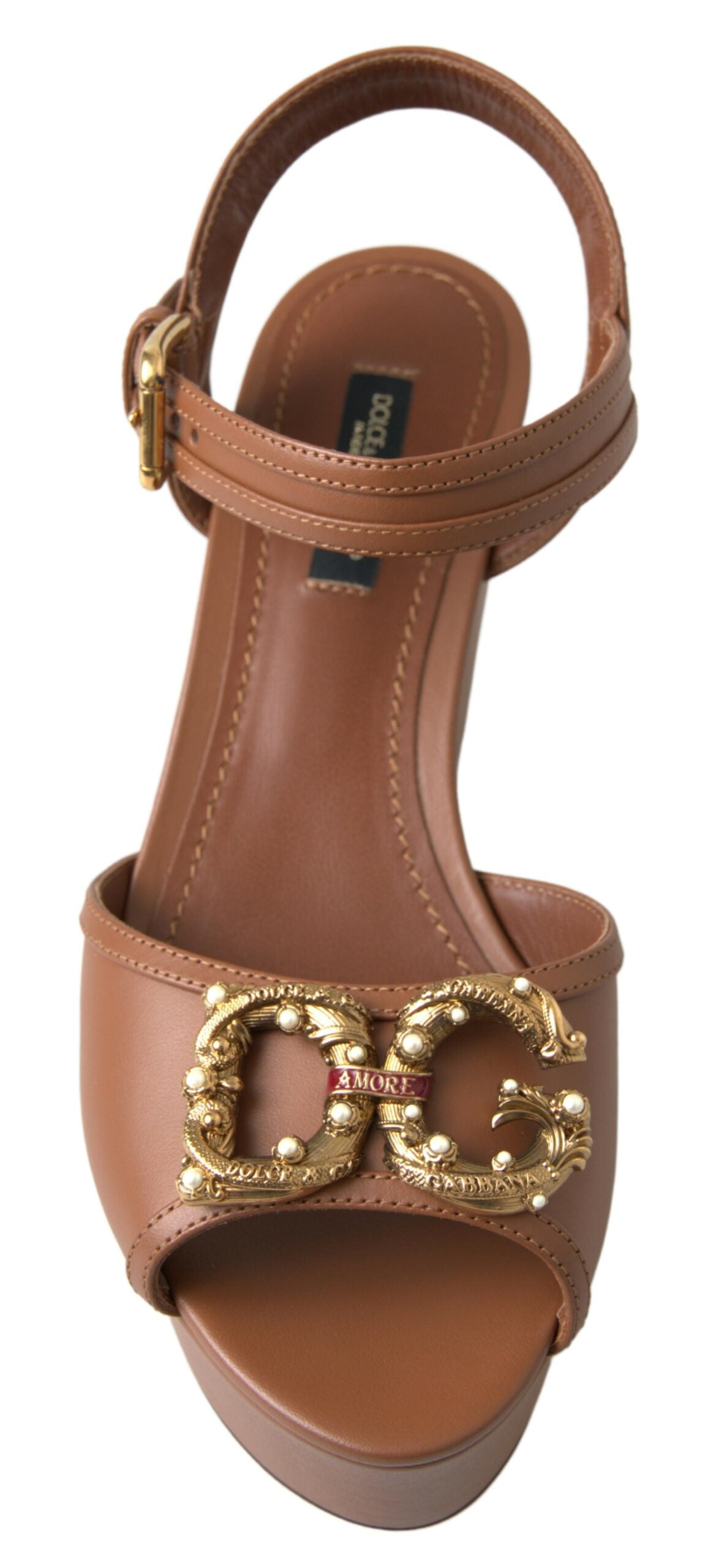 Dolce & Gabbana – Schicke Keilabsätze aus braunem Leder mit Knöchelriemen