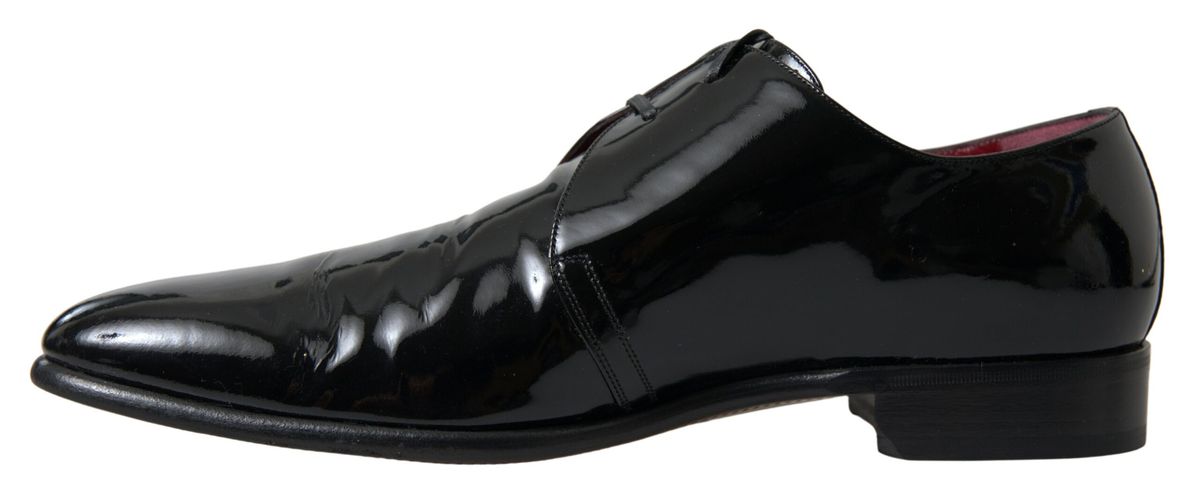 Dolce & Gabbana Elegante formelle Herrenschuhe aus schwarzem Lackleder