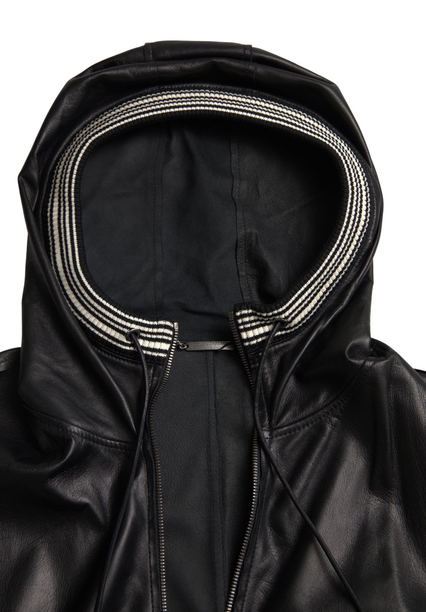 Jachetă bomber elegantă din piele neagră Dolce & Gabbana