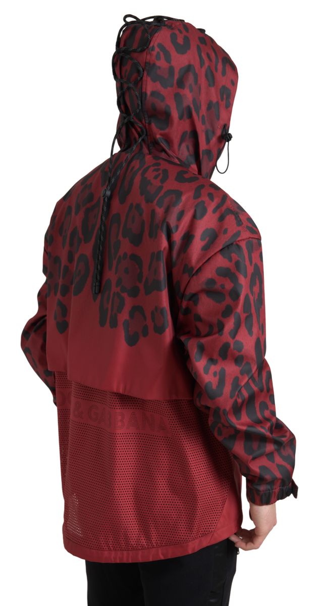 Dolce & Gabbana Jachetă cu glugă cu imprimeu leopard roșu radiant