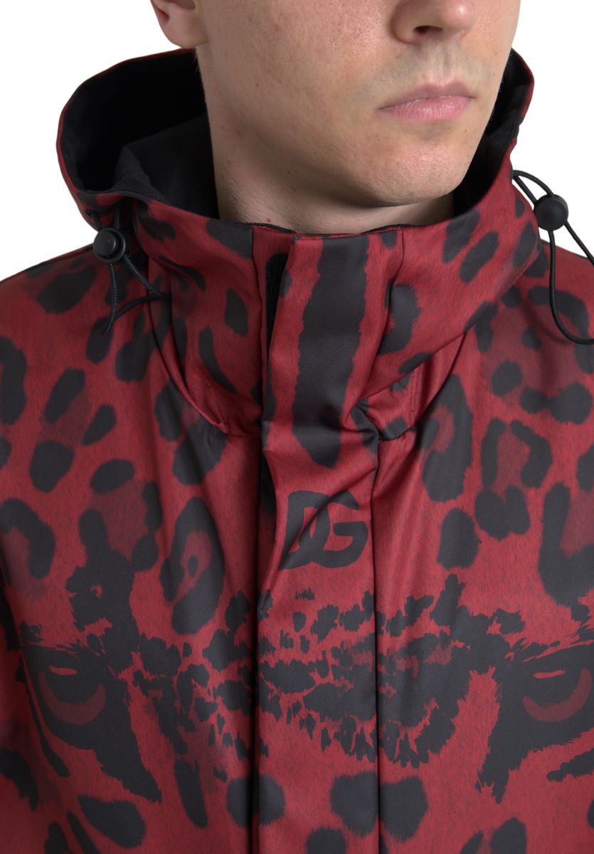 Dolce & Gabbana Jachetă cu glugă cu imprimeu leopard roșu radiant