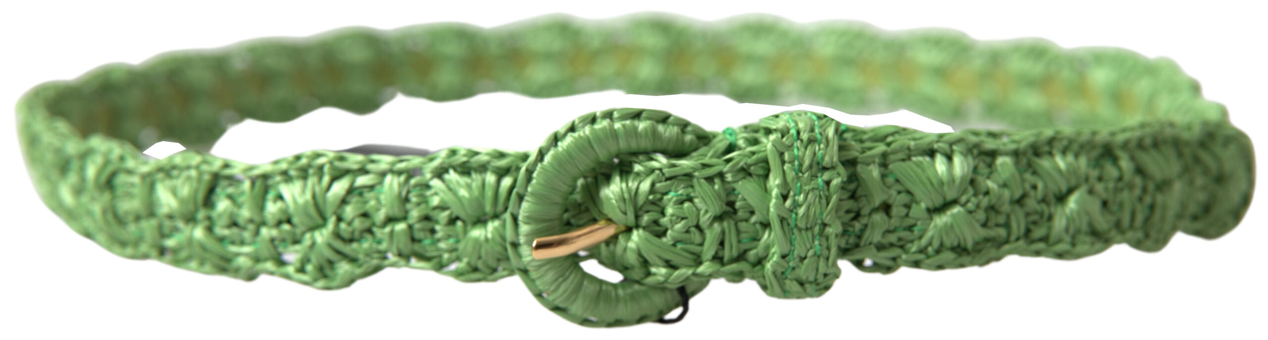 Curea elegantă din viscoză verde Dolce & Gabbana cu cataramă metalică