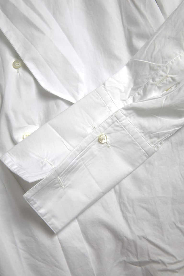 Dolce & Gabbana Elegantes Langarmhemd aus weißer Baumwolle