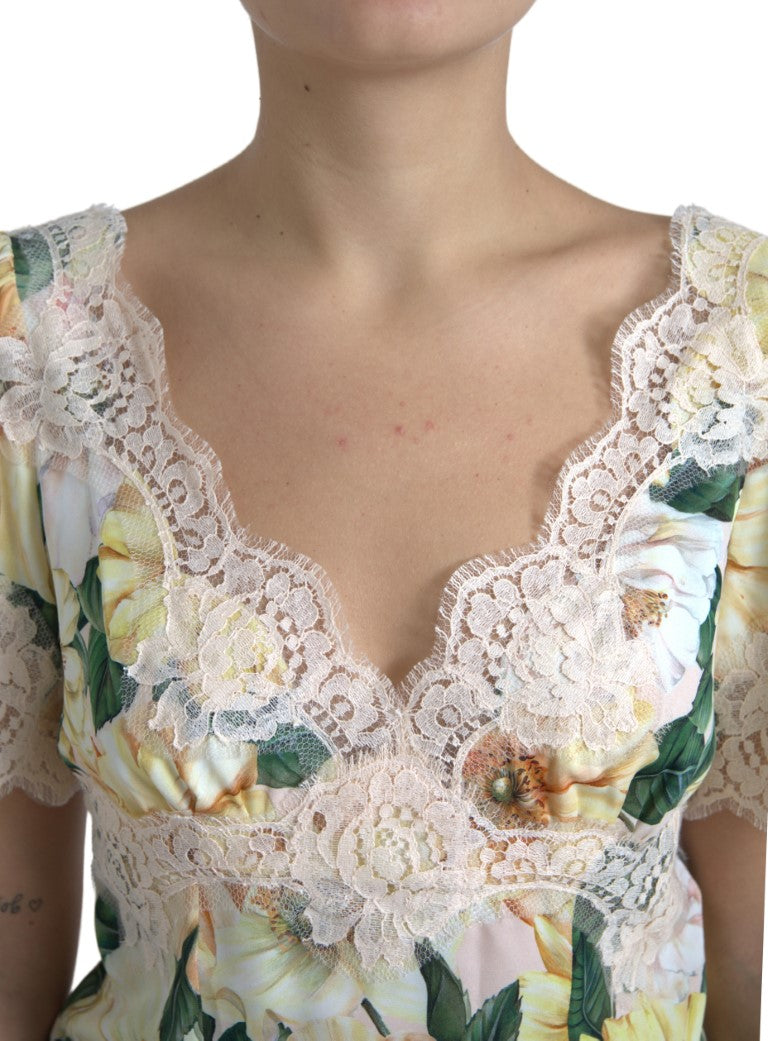 Bluză elegantă din mătase cu imprimeu floral Dolce & Gabbana