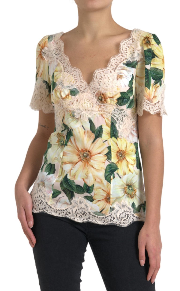Bluză elegantă din mătase cu imprimeu floral Dolce & Gabbana