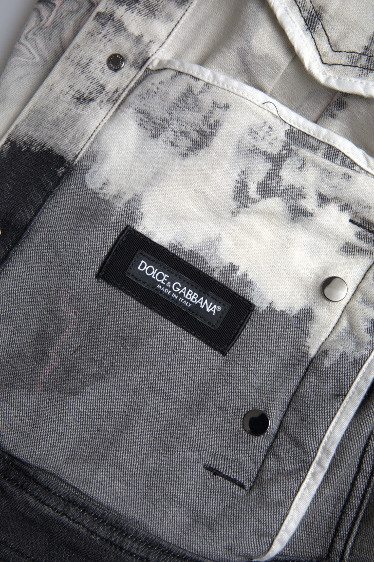 Jachetă Dolce & Gabbana din denim elastic multicolor din bumbac