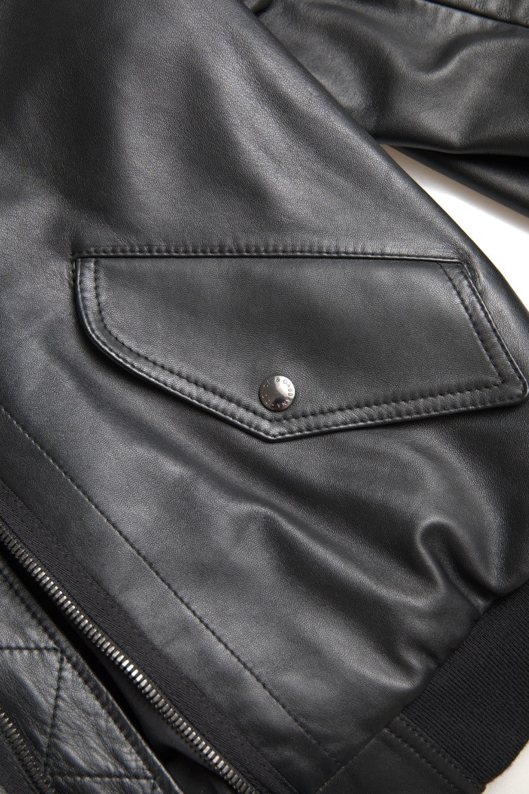 Jachetă bomber elegantă din piele neagră Dolce & Gabbana