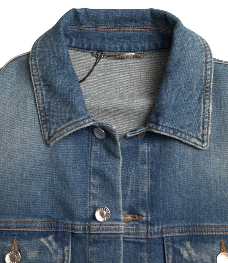 Jachetă elegantă din denim albastru elastic Dolce & Gabbana