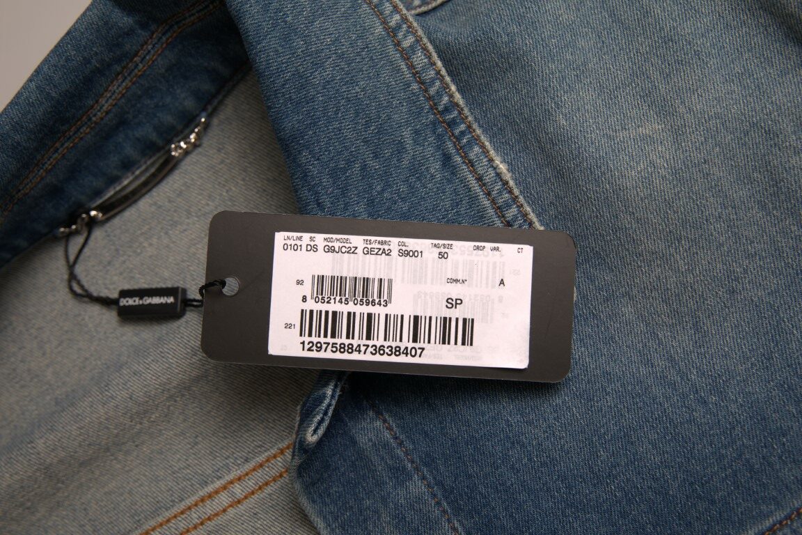 Jachetă elegantă din denim albastru elastic Dolce & Gabbana