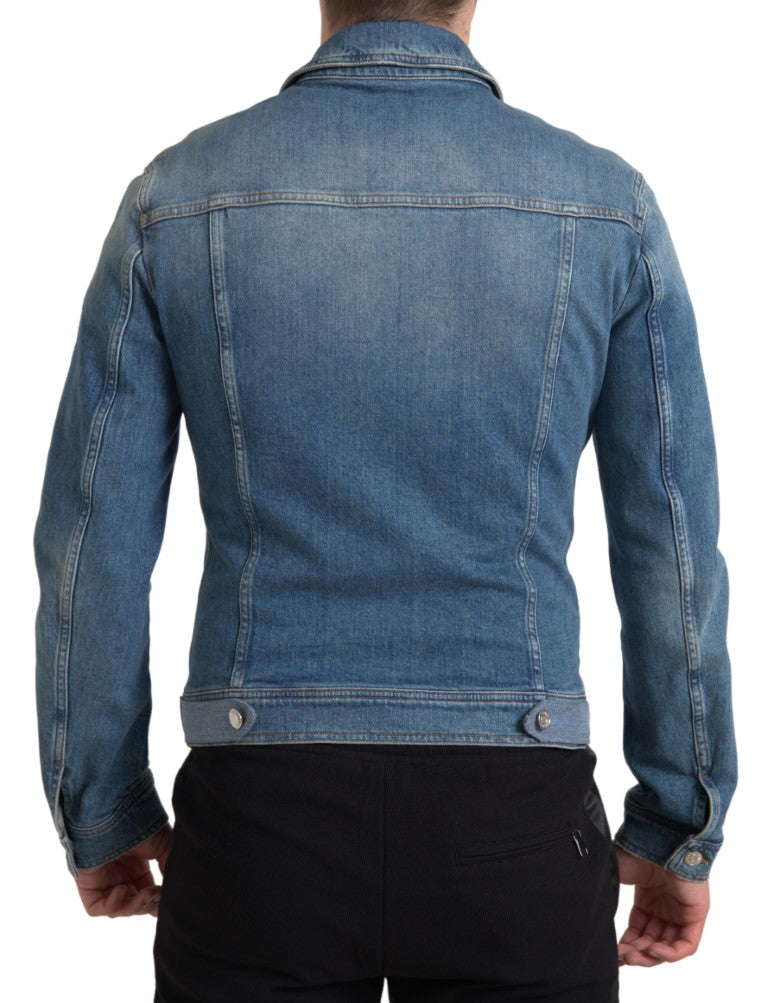 Jachetă elegantă din denim albastru elastic Dolce & Gabbana