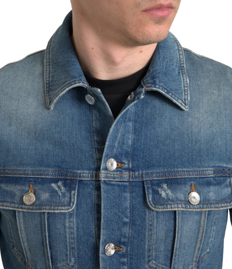 Jachetă elegantă din denim albastru elastic Dolce & Gabbana