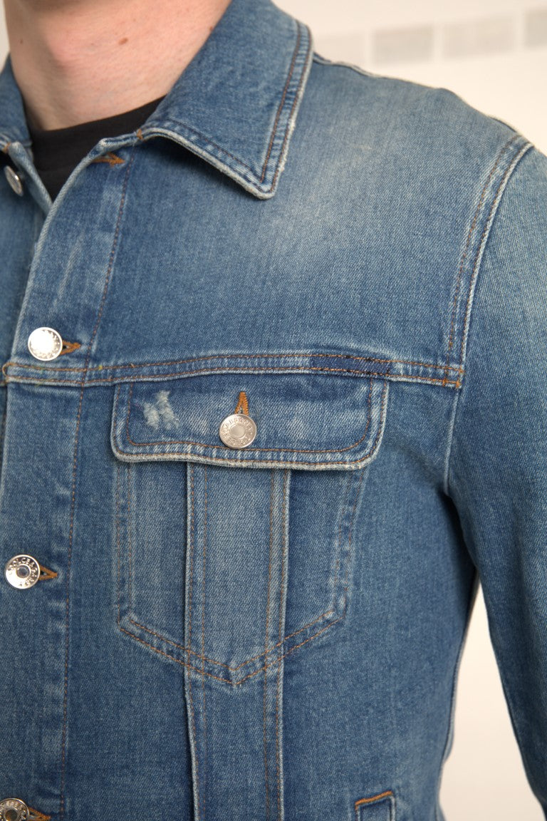 Jachetă elegantă din denim albastru elastic Dolce & Gabbana