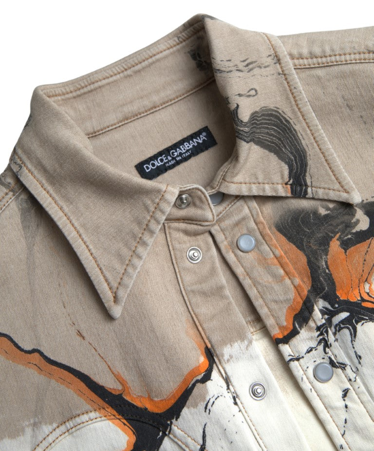 Dolce & Gabbana Mehrfarbiges Baumwoll-Stretch-Jeanshemd