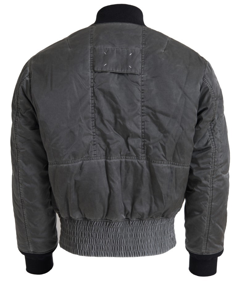 Geacă bomber elegantă MM6 Maison Margiela gri cu închidere completă cu fermoar