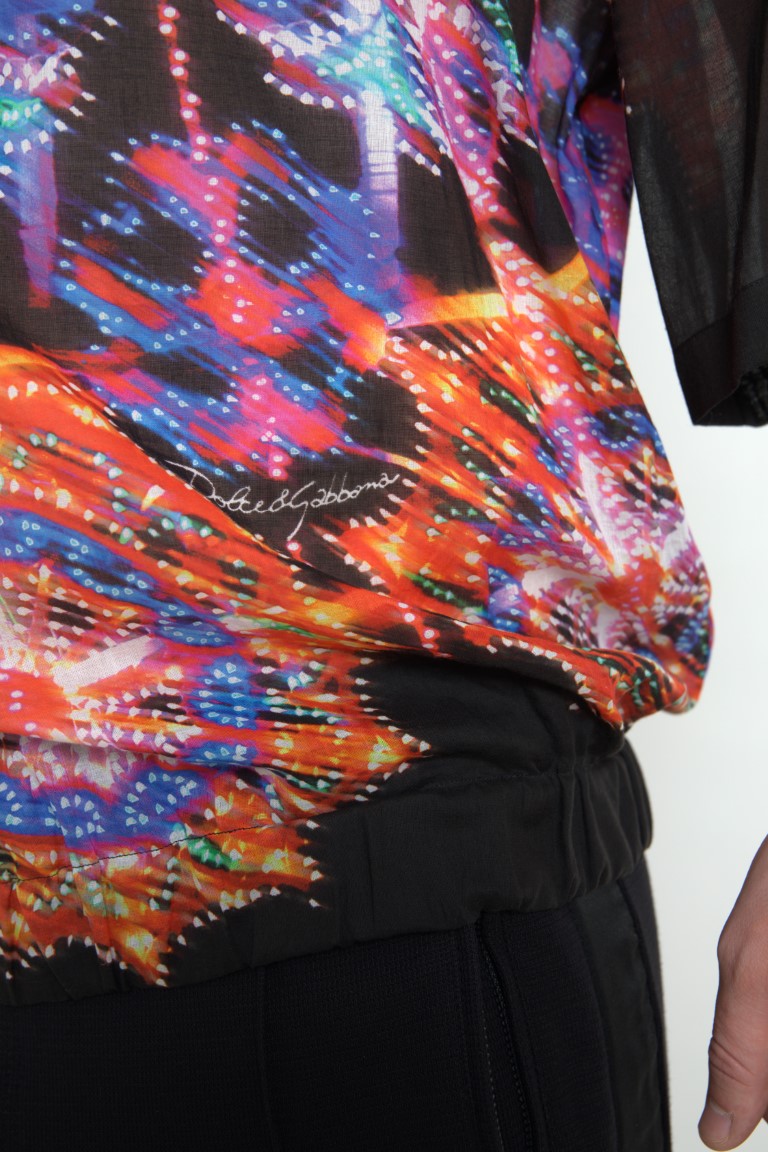 Mehrfarbiges Baumwoll-Poloshirt mit Luminarie-Print von Dolce & Gabbana