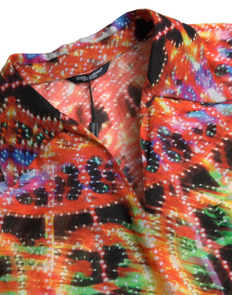 Mehrfarbiges Baumwoll-Poloshirt mit Luminarie-Print von Dolce & Gabbana