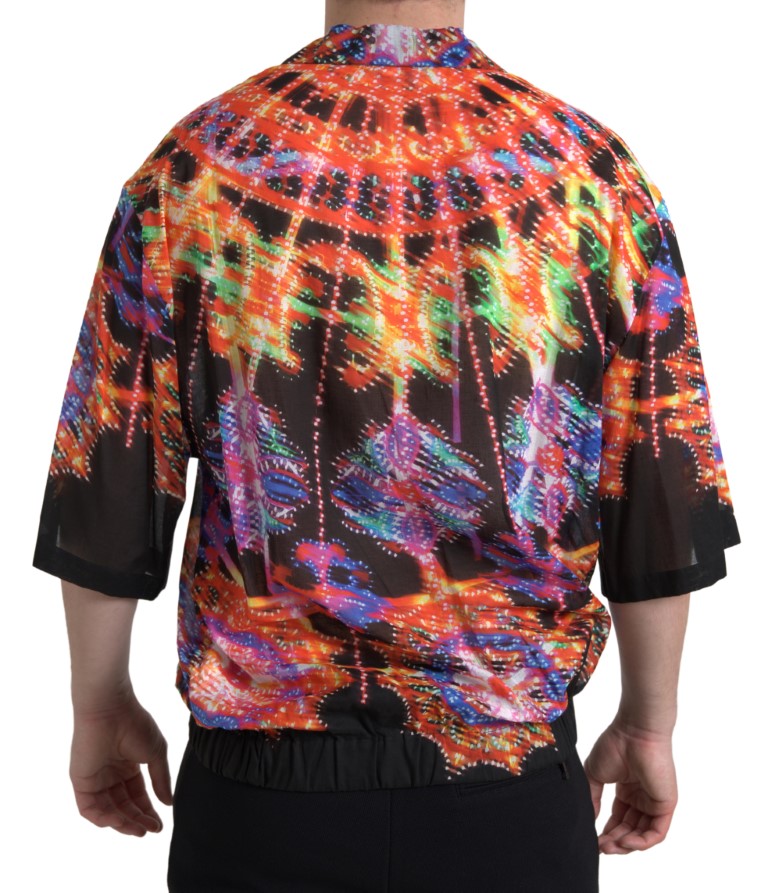 Mehrfarbiges Baumwoll-Poloshirt mit Luminarie-Print von Dolce & Gabbana