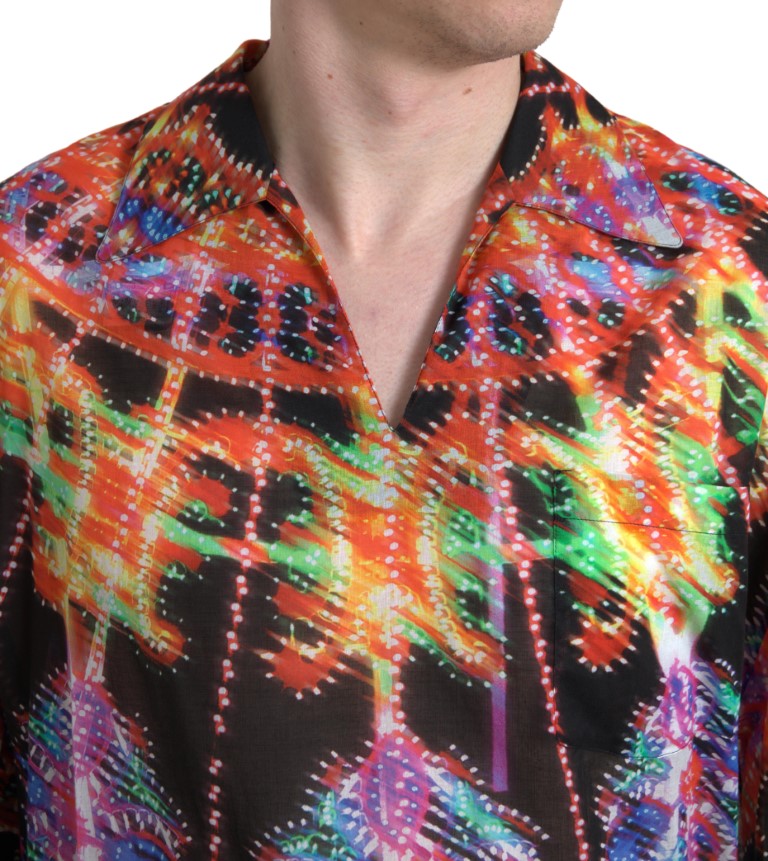 Mehrfarbiges Baumwoll-Poloshirt mit Luminarie-Print von Dolce & Gabbana