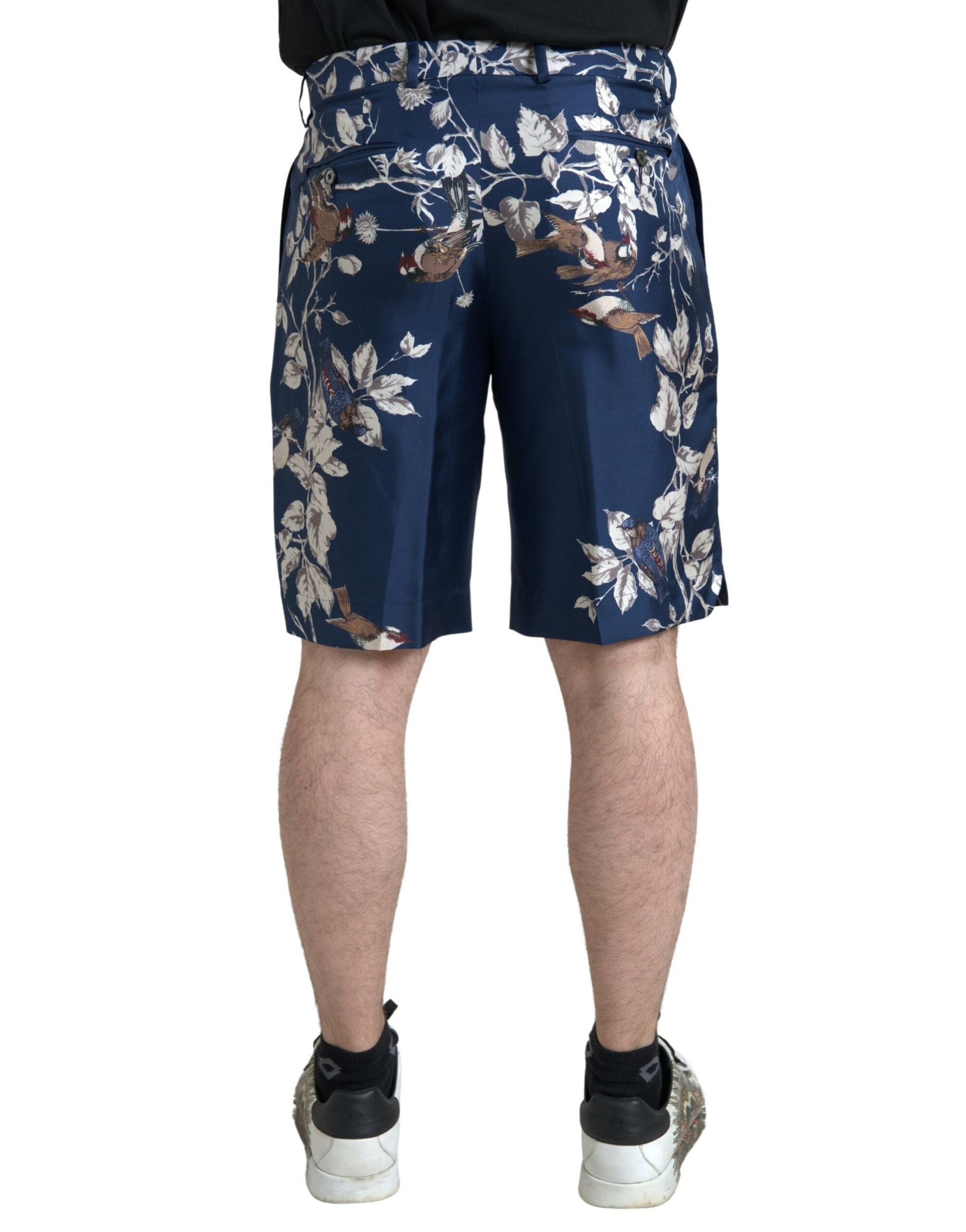 Dolce & Gabbana – Seiden-Bermudashorts mit Blumenmuster in Blau