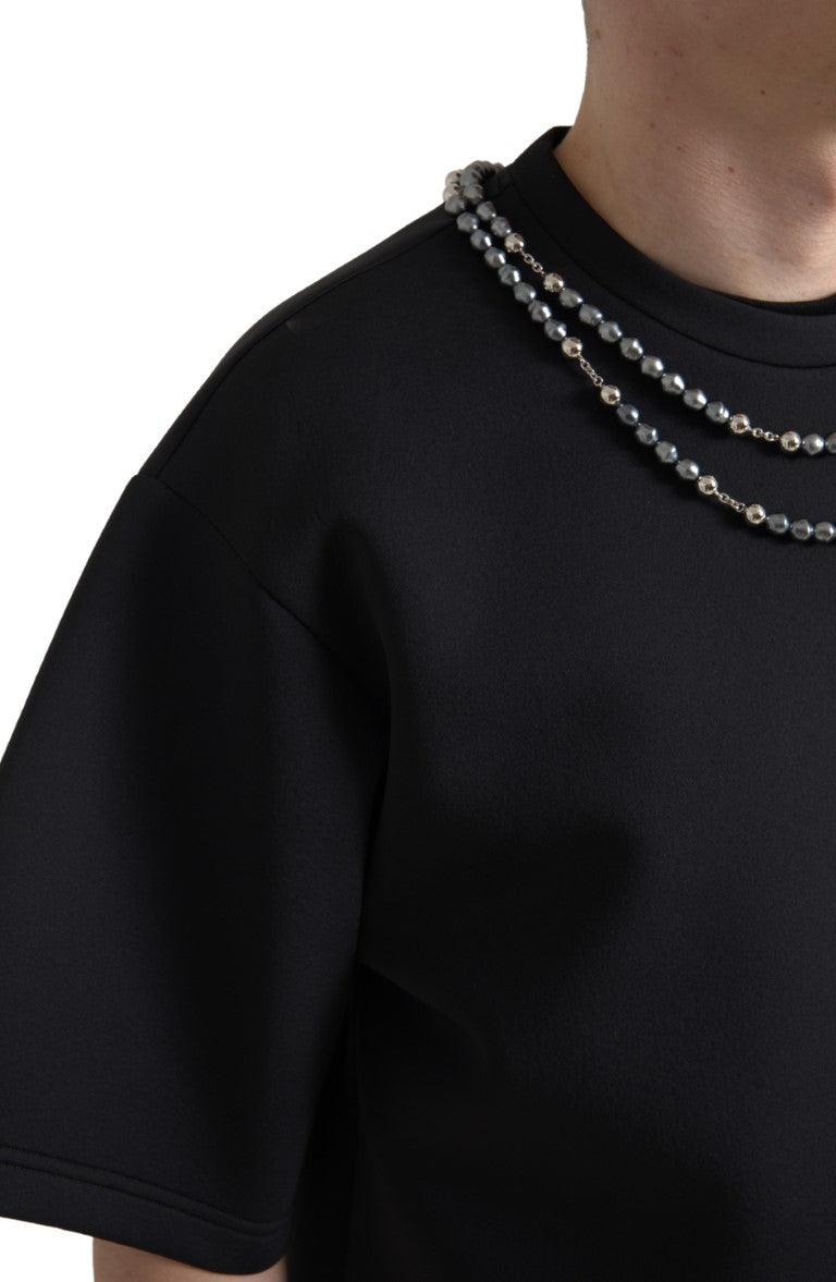 Dolce & Gabbana – Lässiges T-Shirt mit verziertem Ausschnitt