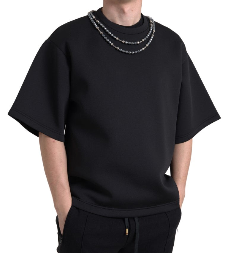 Dolce & Gabbana – Lässiges T-Shirt mit verziertem Ausschnitt